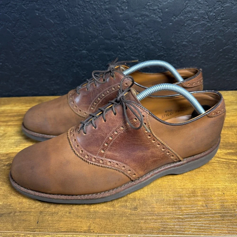 Walk-Over Style 78543 Brown Leather Oxford Saddle Shoes Mens 9.5 D